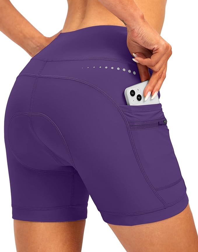 Women's 4D Padded Bike Shorts 5"/7" Riding Underwear Cycling Bicycle Road Biking Cycle Shorts for Women Zipper Pockets