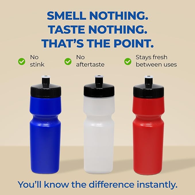 Rolling Sands USA Made Reusable 24 oz Sports Water Bottles, 3 Pack, BPA-Free, Easy Open Pull-Top, Fits Most Bike Cages, Dishwasher Safe, Lightweight - for Kids to Adults, Blue