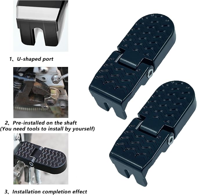 1 Pair 10MM U Slot Bicycle Rear Pedals Folding Rear Seat Footrest Pedals Cycling Accessories for Mountain Bike, Folding Bicycle