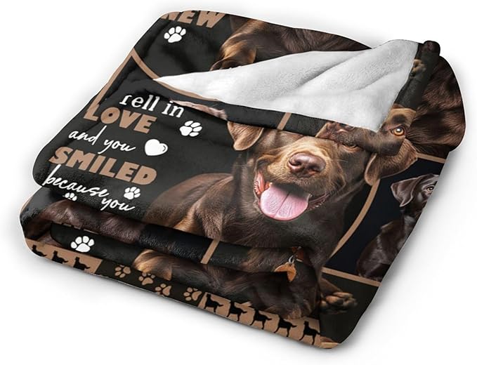 Labrador Blanket Gifts for Girls Boys Chocolate Lab Dog Lovers Throw Blankets Cozy Plush Fleece America Flag Flannel Fuzzy 60"X50"