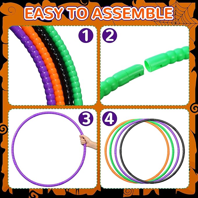 Sratte 12 Pcs Toy Hoop for Kid Detachable Adjustable Toy Hoop Colored Exercise Ring Plastic Circle for Kid Teen Gymnastics Equipment Require Self Assembly(28 Inch,4 Solid Colors)