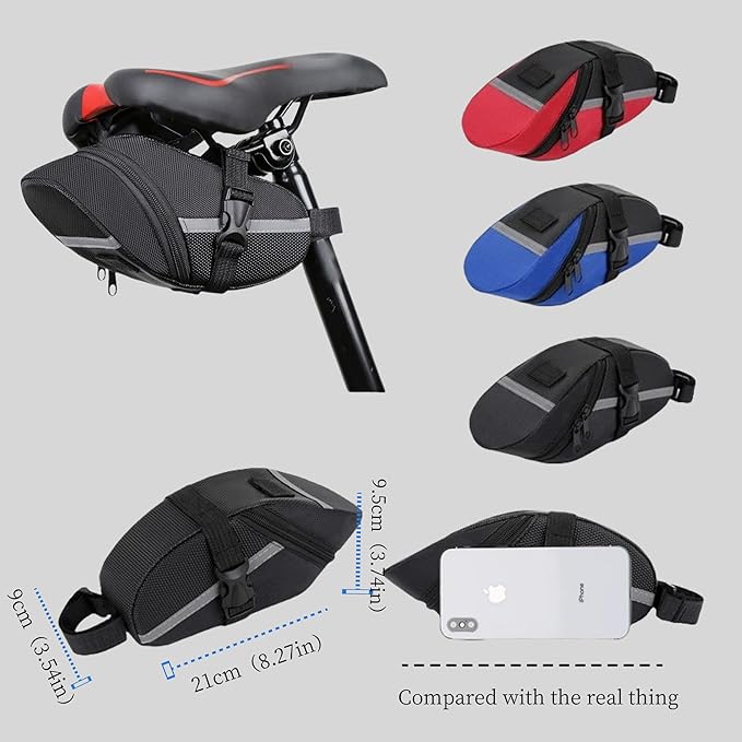2 Pack Cycling Bag,Bicycle Saddle Bag,Mountain bike bag,Bike Seat Bag With reflective for a Safety ride Seat Bag, Bike Bag,bike bags for Mountain Road Bikes