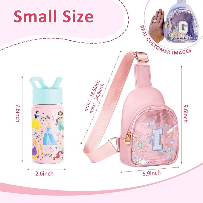 COSHAYSOO Pink Toddler Little Girls Purse 2 3 4 5 6 7 Year Old Kids Sling Bag Initial Crossbody Pouch, Stylish Trending Practical Useful Birthday Christmas Valentines Graduation Gifts Letter I