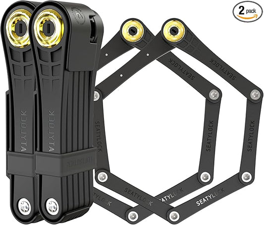 Seatylock FoldyLock Classic 100 Folding Bike Lock Set - Patented 2 Matching Bicycle Locks with 6 Identical Keys - 16/18 Heavy Duty Anti Theft Secure - Guard with Keys & Case Mount - 39.4"