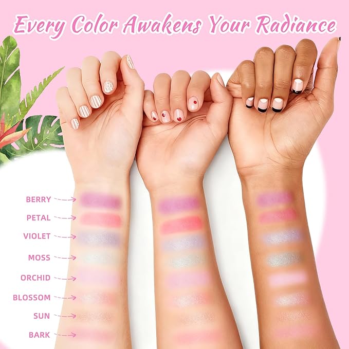 Color Nymph Girls Eye & Cheek Makeup Palette Kit - Eyeshadow & Blush & Highlighter Palette for Teens Girls Tweens, Beginner-Friendly, Gentle Makeup Kits for Starter, Makeup Gift for Christmas (Pink)