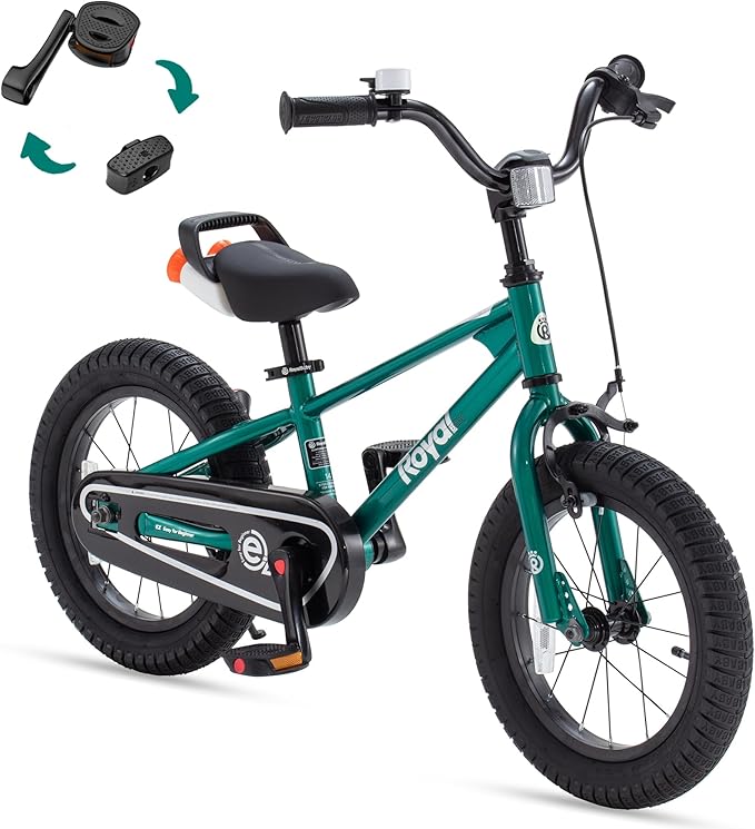 RoyalBaby Kids Bike Freestyle Classic & EZ Balance Pedal Switchable Bicycle, 12 14 16 18 Inch, 3-10 Years Toddler to Big Kids