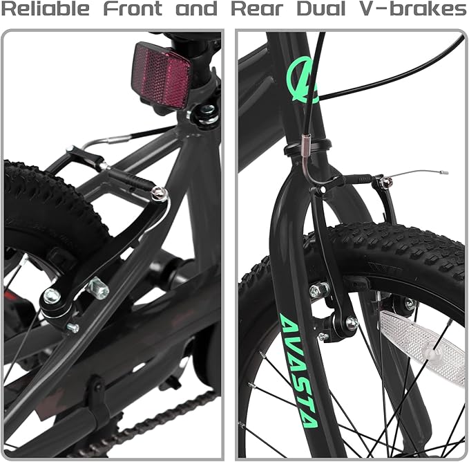 AVASTA Bilbo 18 20 Inch Kids Bike for Boys Girls 5-10 Years Old, Retro Style High Carbon Steel Bicycle with Adjustable Handlebars and Seat, Dual V-Brakes, Kickstand, Multiple Colors