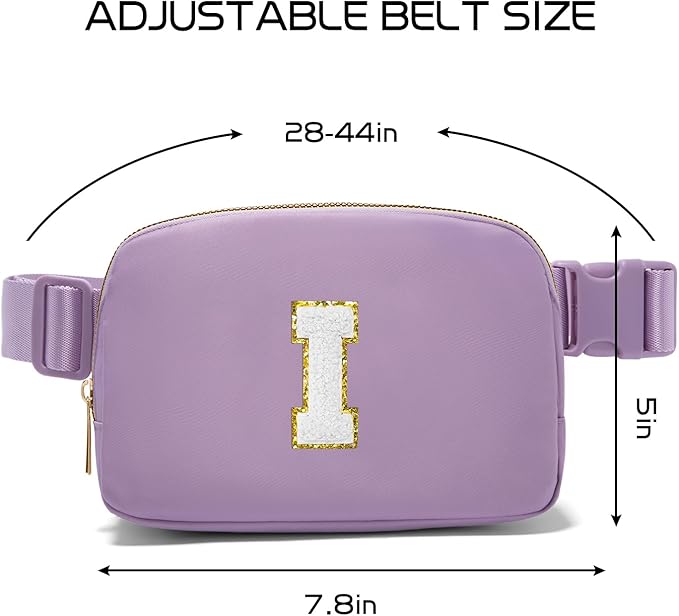 Gitus Birthday Gifts for 8 9 10 11 12 13 Year Old Girls Personalized Fanny Pack Crossbody Bags with Initial Letter Patch Belt Bag for Teen Girls Cute Trendy Stuff Travel Essentials (Lavender-I)