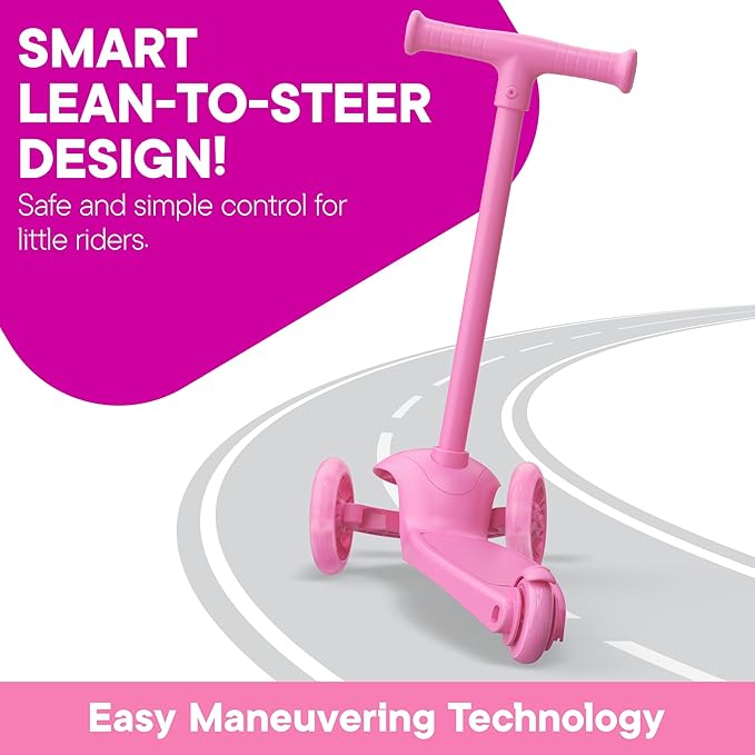 3 Wheel Scooter for Kids, Smooth Light Up LED Front Wheels, Wide Anti Slip Deck, Rear Foot Brake, Easy Lean to Steer Maneuvering, Indoor & Outdoor Ride On Toys for Ages 2 Up