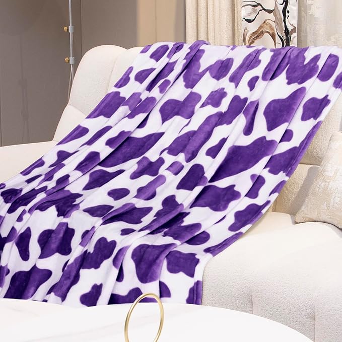 Purple Twin Fleece Blanket 60"x80" - Ultra Soft Flannel Throw for Couch, Bed | Lightweight Warm Blanket for Adults, Teens - Lavender Home Decor Gifts