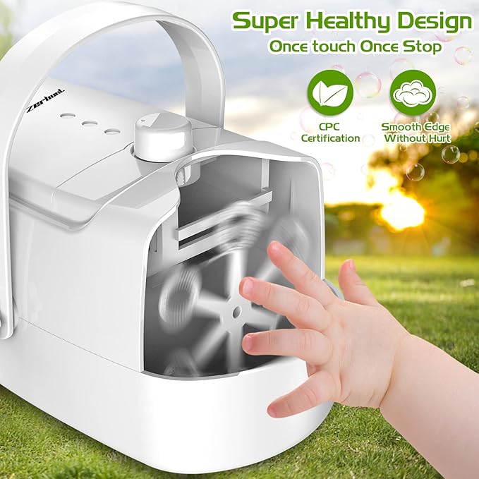 Bubble Machine Durable Automatic Bubble Blower, 18000+ Big Bubbles Per Minute Bubbles for Kids Toddlers Bubble Maker Operated by Plugin or Batteries Bubble Toys for Indoor Outdoor Birthday Party