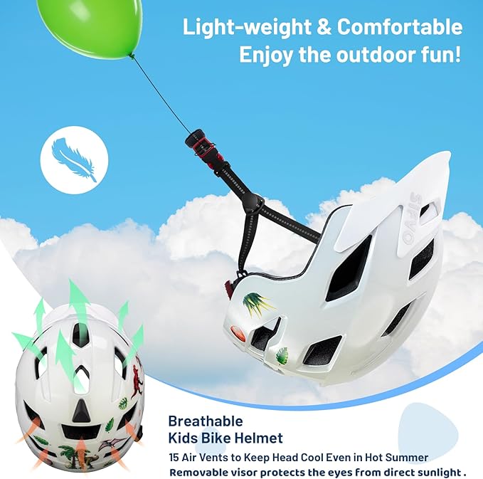 Kids Bike Helmet for Boys & Girls Ages 5-8-14,Lightweight Adjustable 50-57cm Bicycle Helmet with Visor & Reflective Strap，CPSC Certified for Cycling, Skating, Scooters