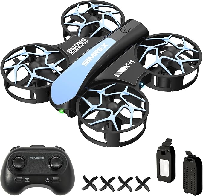 SIMREX Mini Drone for Kids & Beginners, RC Quadcopter with Altitude Hold, 3 Speed Modes, One Key Takeoff/Landing, Headless Mode, Cool LED Lights, Stunt Flip, Ideal Christmas Birthday Gift Toy(Blue)