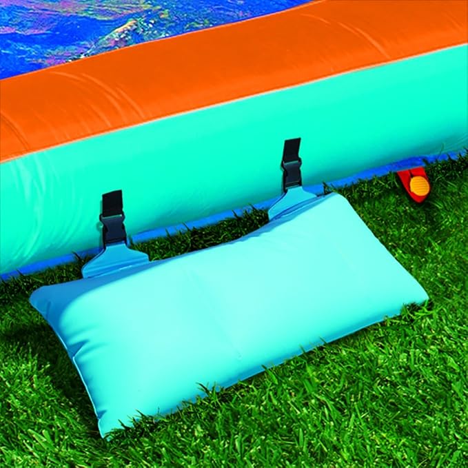 BANZAI Inflatable 13' Water Slide Park Plus 12' Bounce House 2 for 1 Value Pack w Free Air Blower- Inflates in Under 2min- Heavy Duty Kids Adventure Park Pool with Sprinkler 12’x9 XL Bouncy Castle