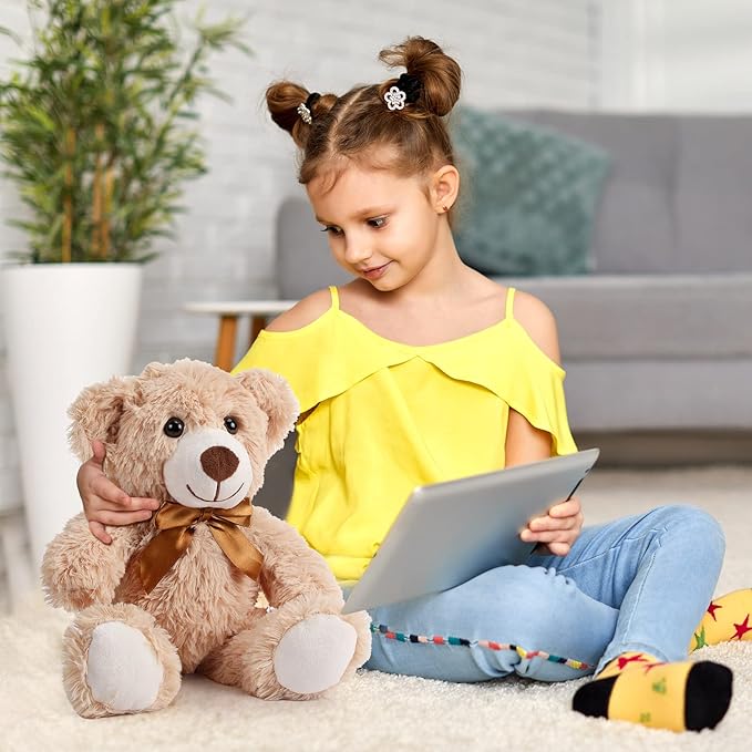 Civaner 4 Pack 14 Inches Bear Plush Stuffed Animals Operation Christmas Cute Soft Bears Gifts Bulk for Girls Boys Girlfriend(Light Brown)