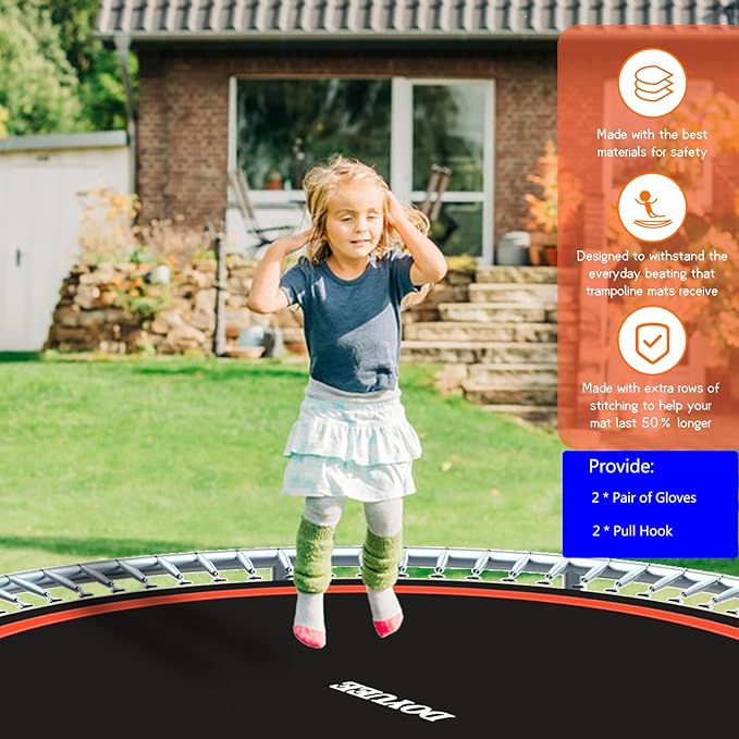 Trampoline Mat Replacement，Fits 14ft Frame, with72/80/84/88/96 Rings for Choose,Fits 5.3"-8.5" Springs, Trampoline Mat Diameter 11.97ft-12.56ft，Spring and Frame not Included