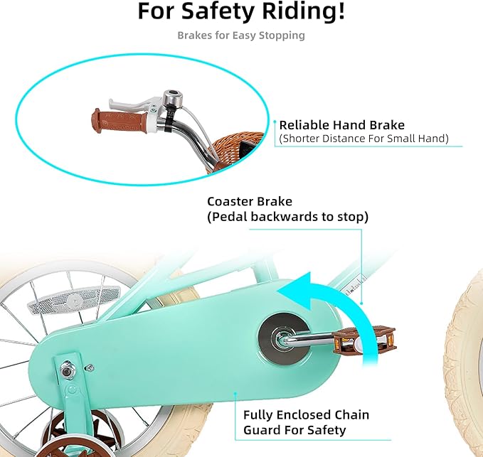 JOYSTAR Girls Bike for 2-12 Years Old Toddlers and Kids, 12" 14" 16" 18“ Retro Style Kids Bike with Training Wheels, 20 Inch Children Bicycle with Kickstand