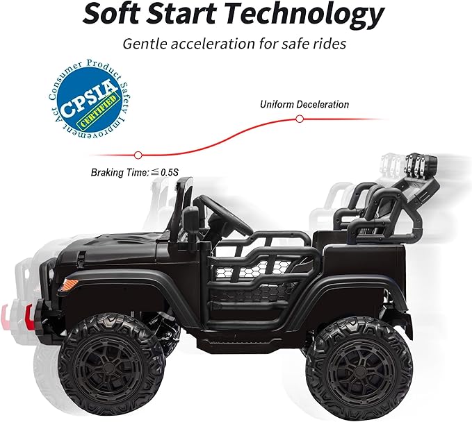 2 Seater Ride on Electric Car, 12V Ride on Toy Car for Kids 4-8 w/Remote Control, EVA Tires - Black