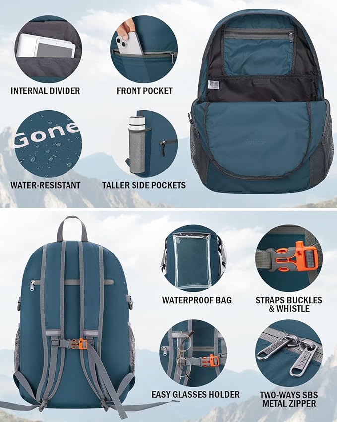 Gonex 30L Ultra Lightweight Packable Backpack, Handy Foldable Daypack for Camping Outdoor Travel Cycling Backpacking