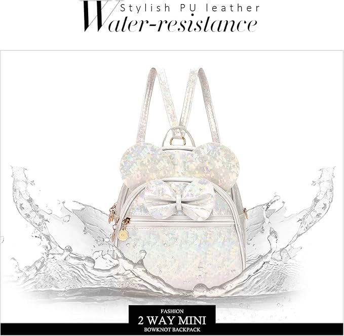 KL928 Girls Mini Backpack Bowknot Polka Dot Cute Small Daypacks Convertible Shoulder Bag Purse for Women