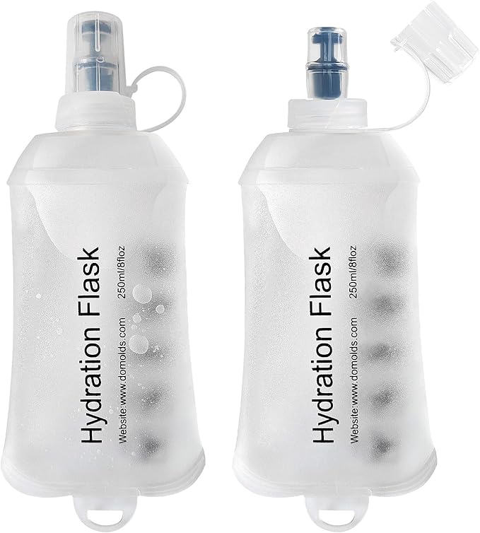250ml Soft Flask Soft Water Bottle for Running, Hiking, Travelling, Cycling and Climbing - 2Pcs White