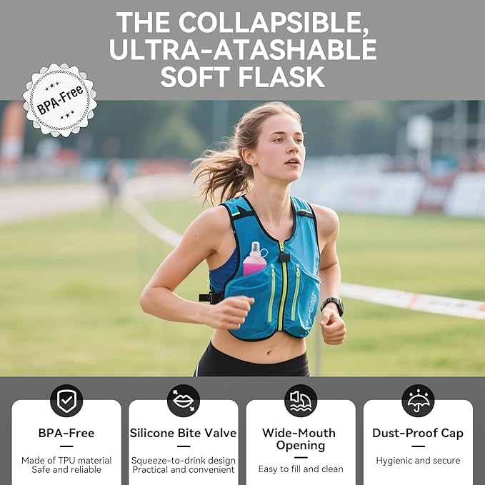 250ml Soft Flask Soft Water Bottle for Running, Hiking, Travelling, Cycling and Climbing - Gradient Pink