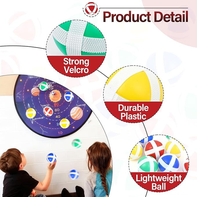 100 Pcs Sticky Balls for Fabric Dart Board, Hook and Loop Safe Sport Balls for Indoor Outdoor Party Games for Kids and Adults, 4 Colors