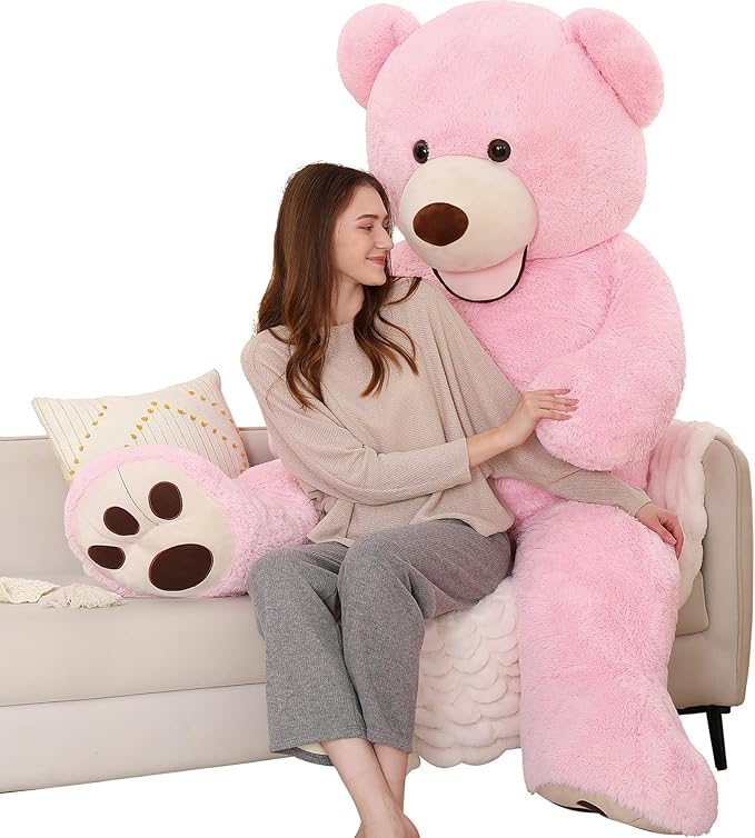 MorisMos Giant Teddy Bear Plush 5ft, Life Size Huge Pink Teddy Bears for Girlfriend, 5 Foot Large Big Stuffed Animal Gifts for Wife, Lover on Valentines, Anniversary, Birthday