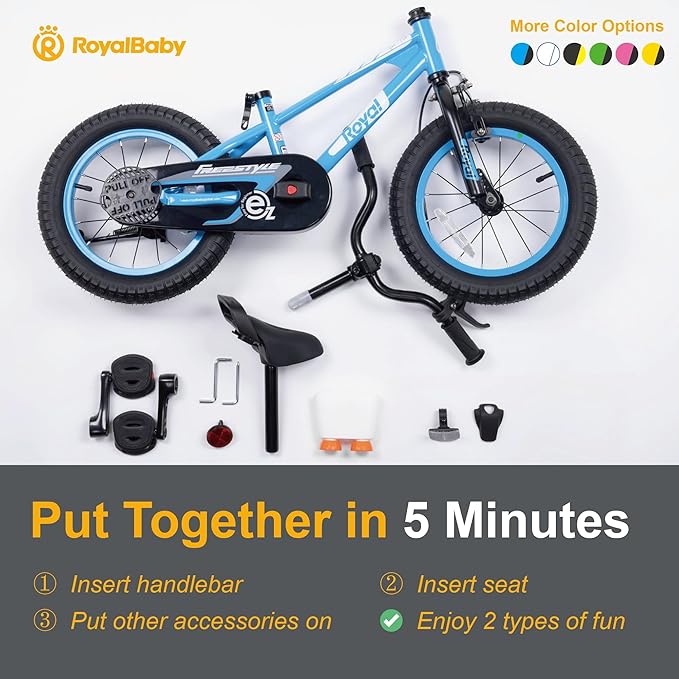 RoyalBaby Kids Bike EZ Balance to Pedal Dual Handbrake Toddlers Boys Girls Bicycle 12-20 Inch for Age 3-10 Years