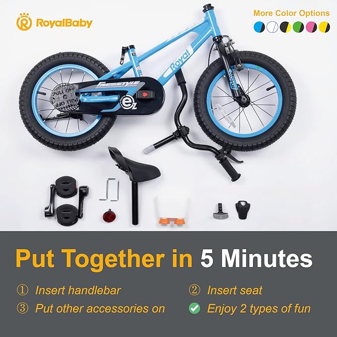 RoyalBaby Kids Bike EZ Balance to Pedal Dual Handbrake Toddlers Boys Girls Bicycle 12-20 Inch for Age 3-10 Years