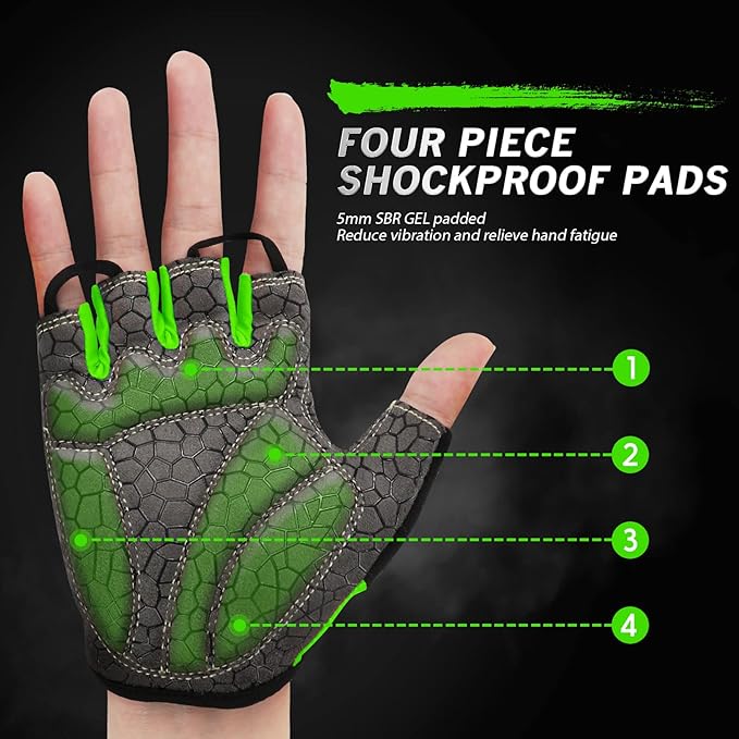 Bike Gloves for Men Women with Anti-Slip Shock-Absorbing Pad, Light Weight Half-Finger Cycling Gloves