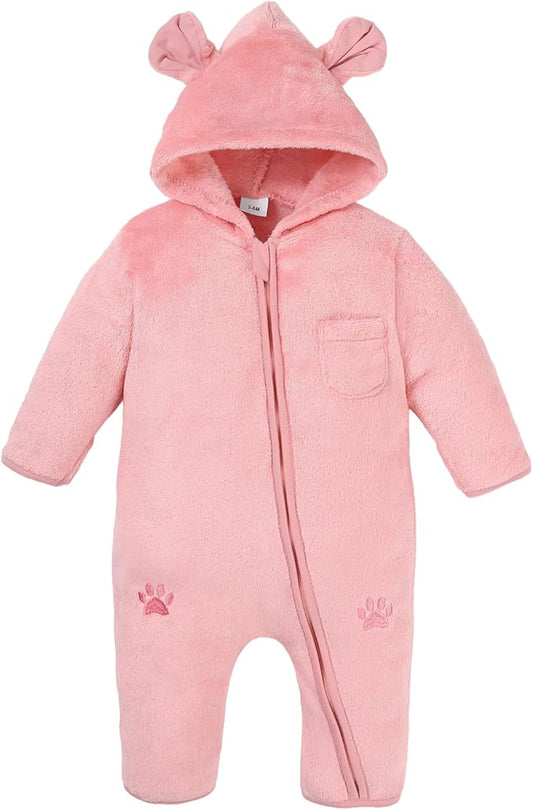 Newborn Snowsuit Baby Boy Bear Outfit Infant Girls Fleece Warm Jumpsuit Romper Winter Hooded Clothes