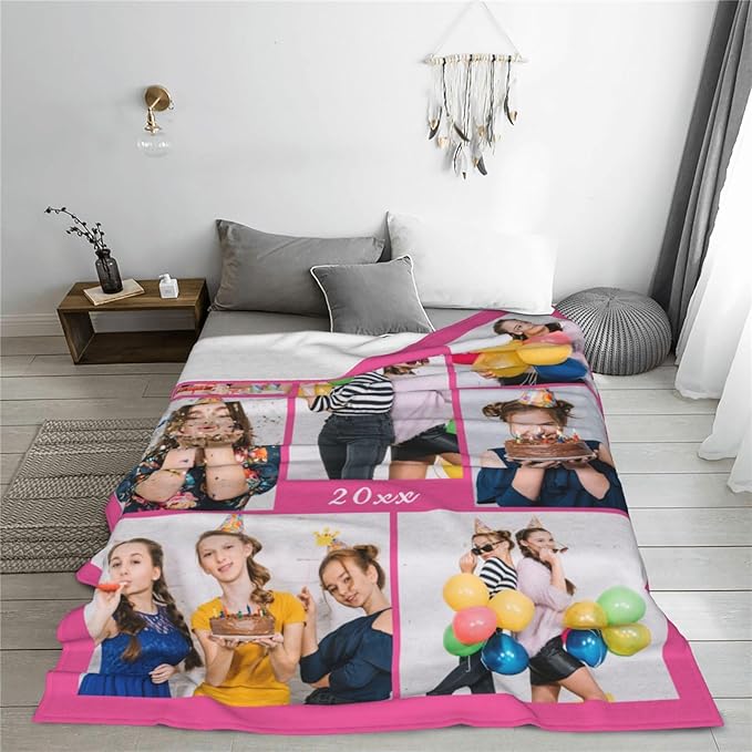 Custom Blanket with Photos, Personalized Blankets with Picture, I Love You Girlfriend Boyfriend Couples Gifts, for Birthday Christmas Women Men Adult Kids Mom Dad Wife Husband