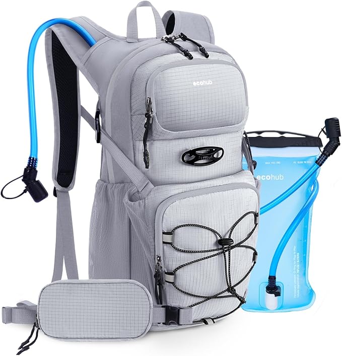 ECOHUB Hydration Backpack for Men Women, 20L Lightweight Hiking Daypack Cycling Backpack with 2L Water Bladder, Insulated Hydration Pack with Waist Pack