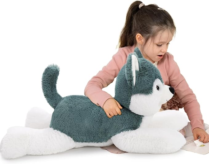 MaoGoLan 28" Giant Husky Dog Stuffed Animals,Soft and Cuddly Lifelike Husky Puppy Plush Toys, Warm Companionship Stuffed Dog Gift for Puppy Lover,Kids,Children