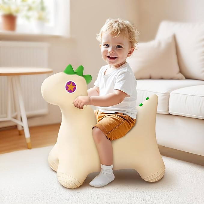 Bouncy Pals Dinosaur Hopping Horse, Toddler Boys Inflatable Bouncing Animal, Dino Hopper Toy, Baby Indoor Ride on Bouncer, Kids Outdoor Jump Toy, First Birthday Gifts for 18 24 Months 2 3 4 Year Old