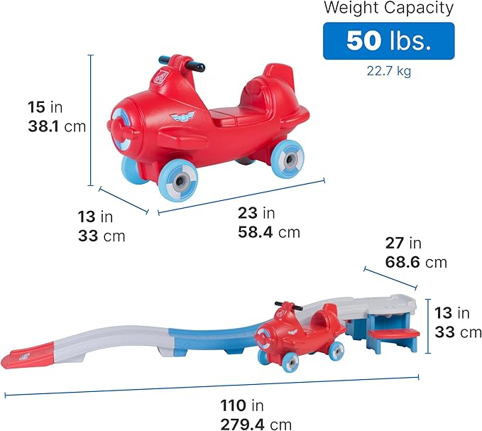 Step2 Sky Rider Up & Down Roller Coaster Kids Ride On Toy, Push Car, Indoor/Outdoor Playset, Made of Durable Plastic, Max Weight 50 lbs., for Toddlers 2-5 Years Old