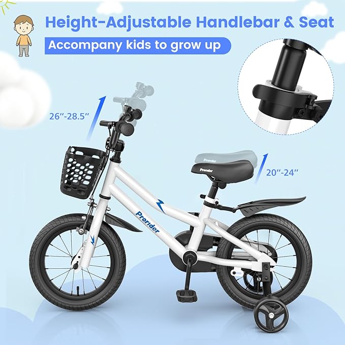 BABY JOY Kids Bike, 12 14 16 18 20 Inch Children Bikes for Boys Girls Teens 3-8 8+ Years w/Training Wheels or Kickstand, Handbrake, Coaster Brake & Removable Basket, Kids Bicycle of Multiple Colors