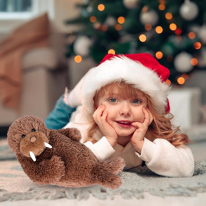 Warming Walrus Stuffed Animals, Microwavable Stuffed Animal Heating Pads for Soothing, Anxiety and Stress Relief, Cuddly Companion Plush Toys Gifts for Kids & Adults