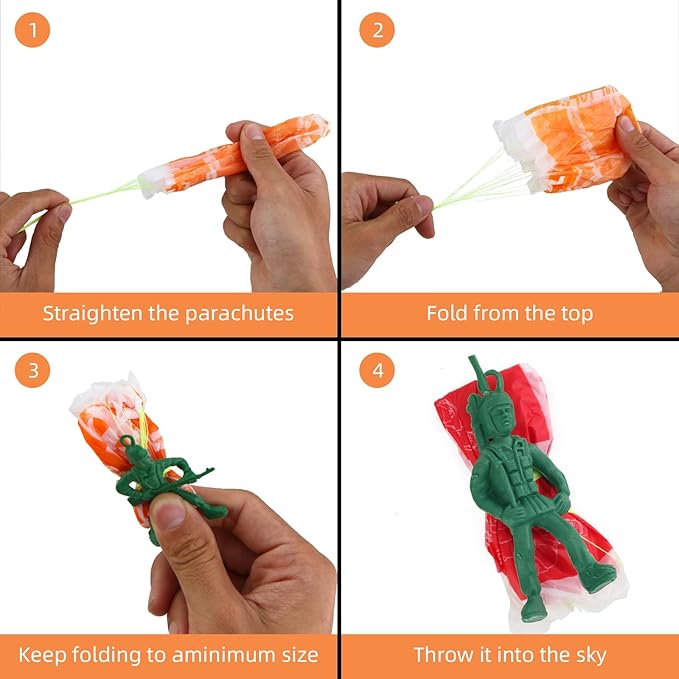 Manmel 40PCS Parachute Toy, Outdoor Flying Toy for Kids 3 4 5 6 7 8 9, Mini Paratroopers Army Parachute Flying Throwing Outside Toys for Toddlers, Boys, Girls, Party Favors, Goodie Bag Stuffers
