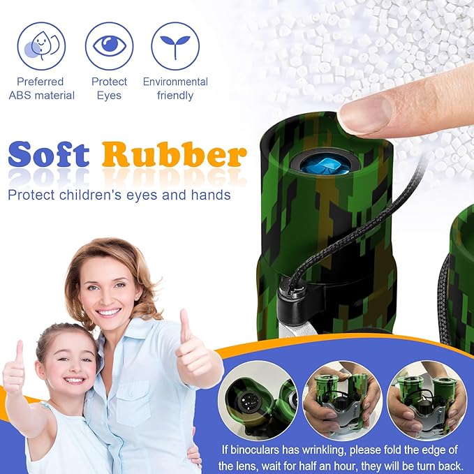 Obuby Real Binoculars for Kids Gifts for 3-12 Years Boys Girls 8x21 High-Resolution Optics Compact Toy Binocular for Bird Watching,Travel, Camping