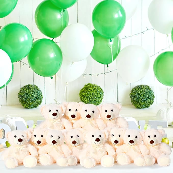 Zhanmai 12 Pcs 14 Inch Bear Stuffed Animal Bulk Operation 2025 Graduation Gifts Bulk Plush Stuffed Bear for Bridal Anniversary Shower Gifts(White)
