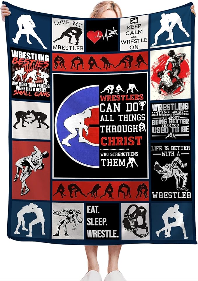 Wrestling Blanket Fleece Soft Warm Plush Wrestle Sports Throw Blankets Lightweight Plush Fuzzy Cozy Blanket Gifts for Kids Adults Suitable for Couch Sofa Bed 80"X60"