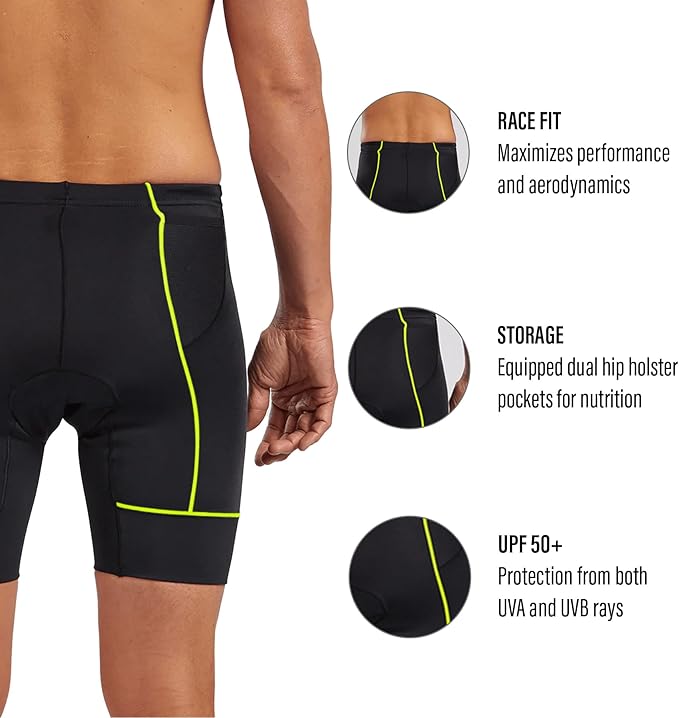 Zoot Men’s Core 7-Inch Tri Shorts, Quick Dry Performance Triathlon Shorts with Cycling Chamois Pad, Pockets & UPF 50+ Fabric
