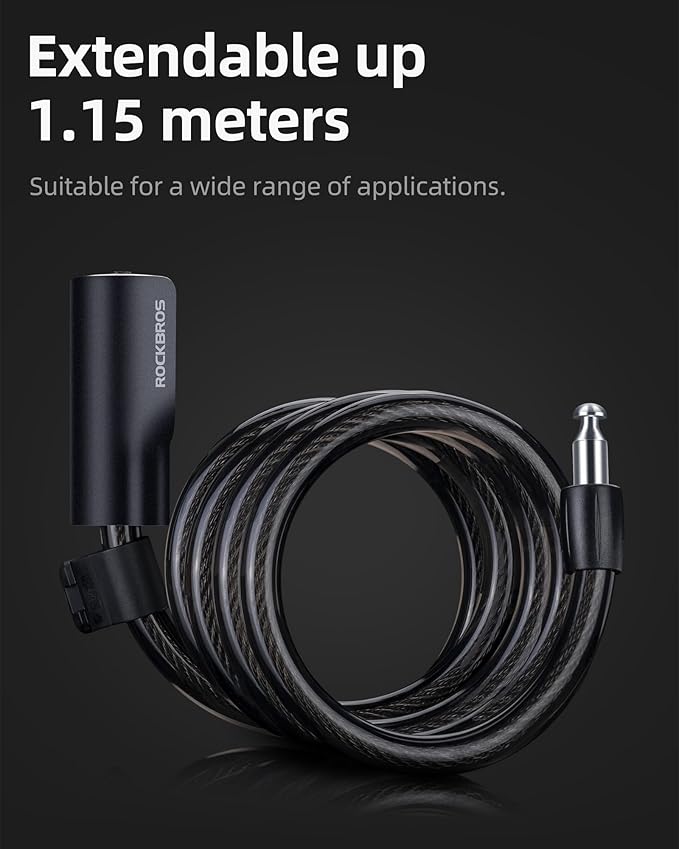 ROCKRBOS Bike Cable Lock with Key, ABS Lock Shell, 2 Keys & 1 Mount Bracket, Cable Lock for Bicycle/Scooter/Gate