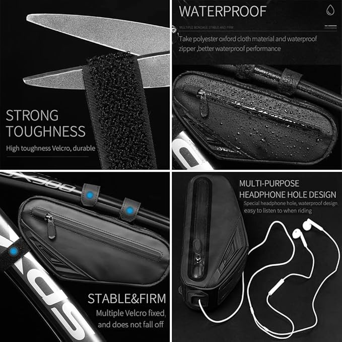 Bike Bag Top Tube, Bike Frame Bag Triangle Waterproof Bicycle Under Tube Bag for MTB Road Bike, Cycling Accessories