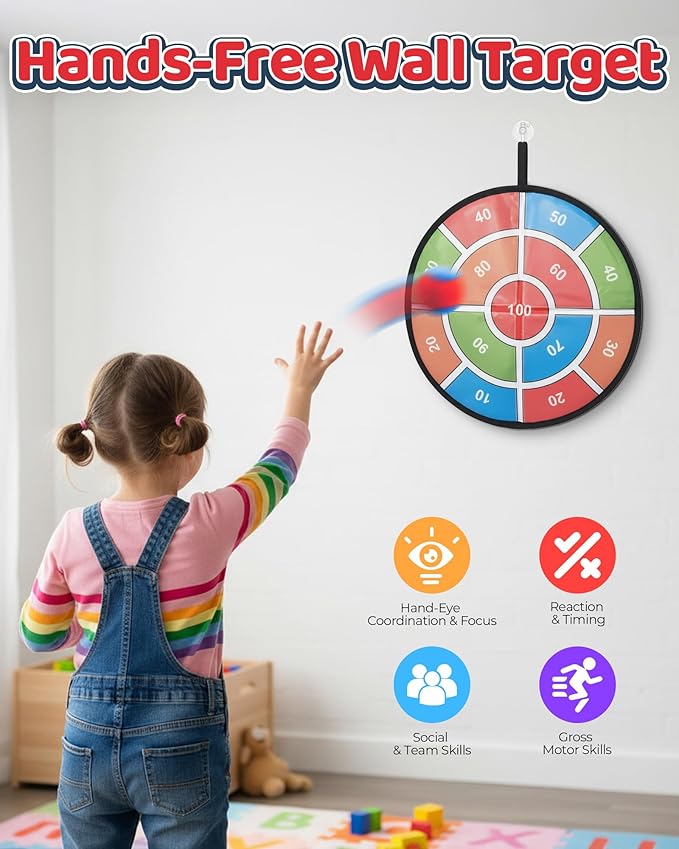 2 in 1 Toss and Catch Ball Game Set, Toddler Baseball Glove for Beach Pool Yard, Kids Sports & Outdoor Play Toys with Target Board, Birthday Gift for Ages 3 4 5 6 7 8-12 Year Old Boys Girls