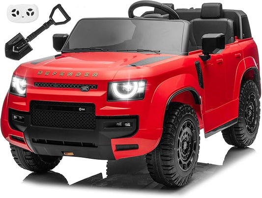 24V Licensed Land Rover 2 Seater Ride on Car for Kids, Battery Powered Electric Car Ride on Vehicle with Parent Remote Control, LED Light, Spring Suspension, Suitable for Aged 3-8, Red