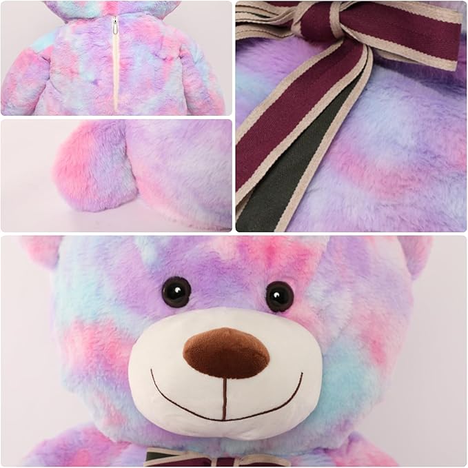 Tezituor 40in Giant Teddy Bear,Big Stuffed Animal Plush Toys,Rainbow Purple Soft Bear Plushie Gifts for Adult & Kids Boys Girls Baby Shower Party,Valentine, Christmas, Birthday