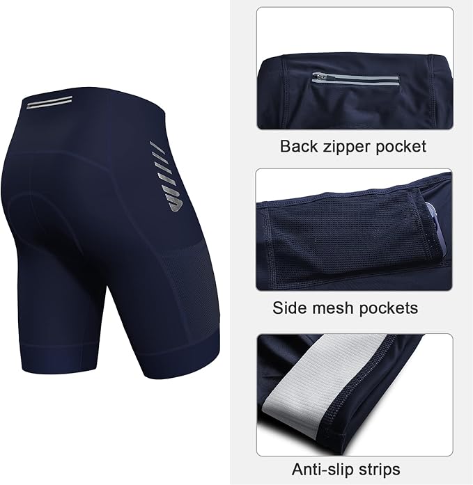 Wulibike Cycling Shorts Men Padded:Tights Highly Elastic Breathable Quick-Drying Road Bike Bicycle Shorts for Men Pockets